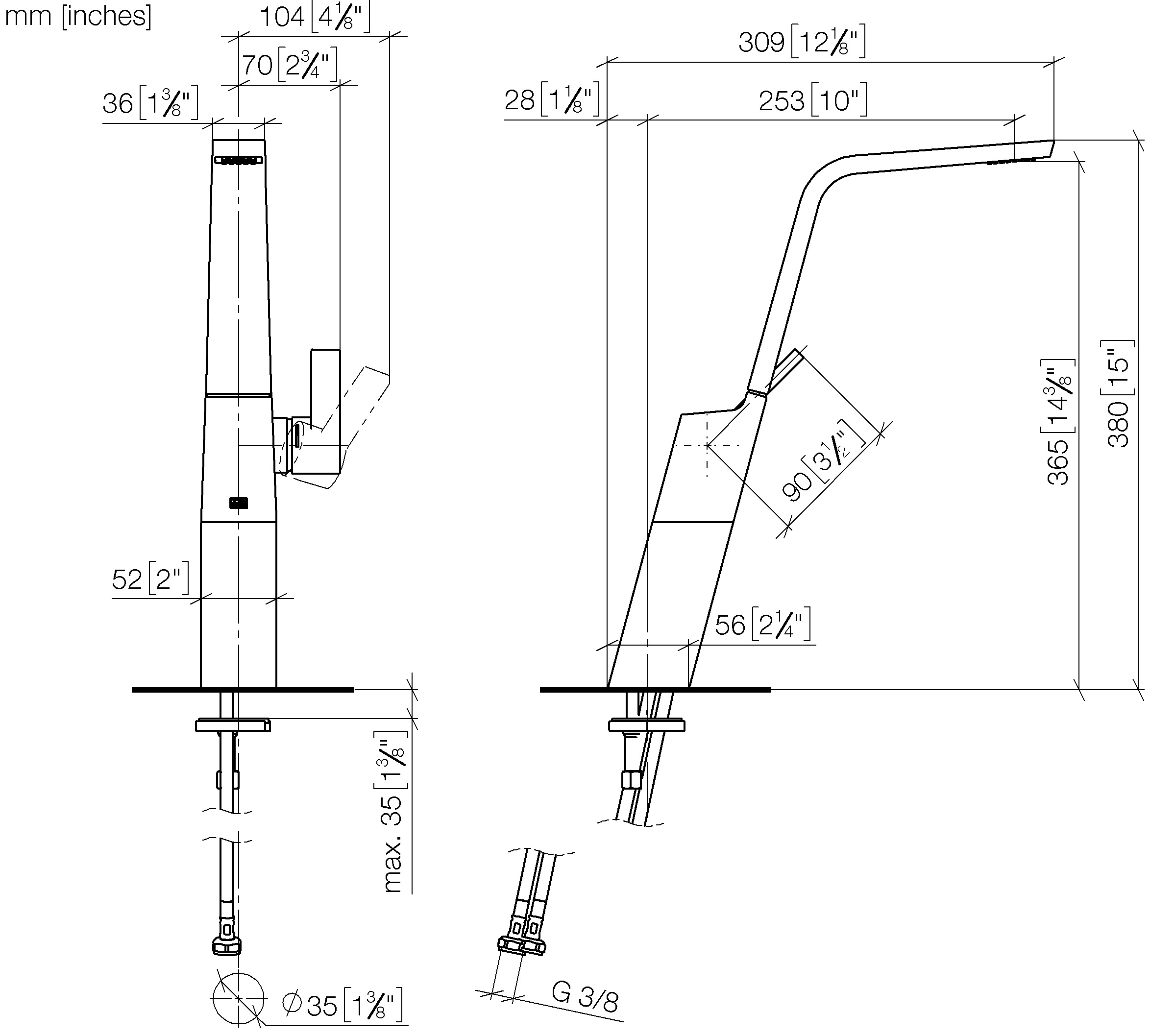 CL.1 chrom Waschtischarmaturen: Waschtisch-Einhandbatterie mit erhöhtem