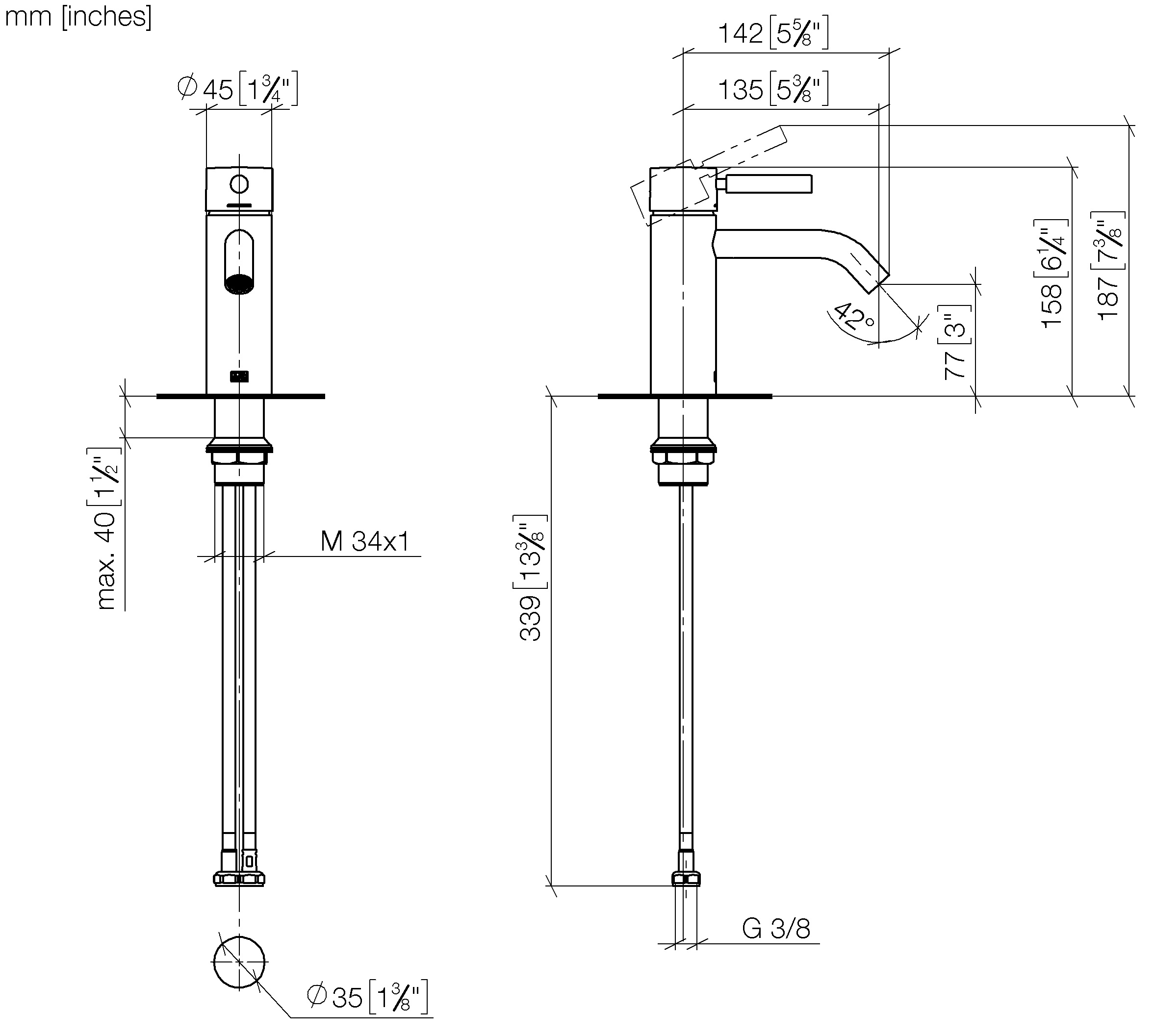 Meta chrom Waschtischarmaturen: Waschtisch-Einhandbatterie ohne