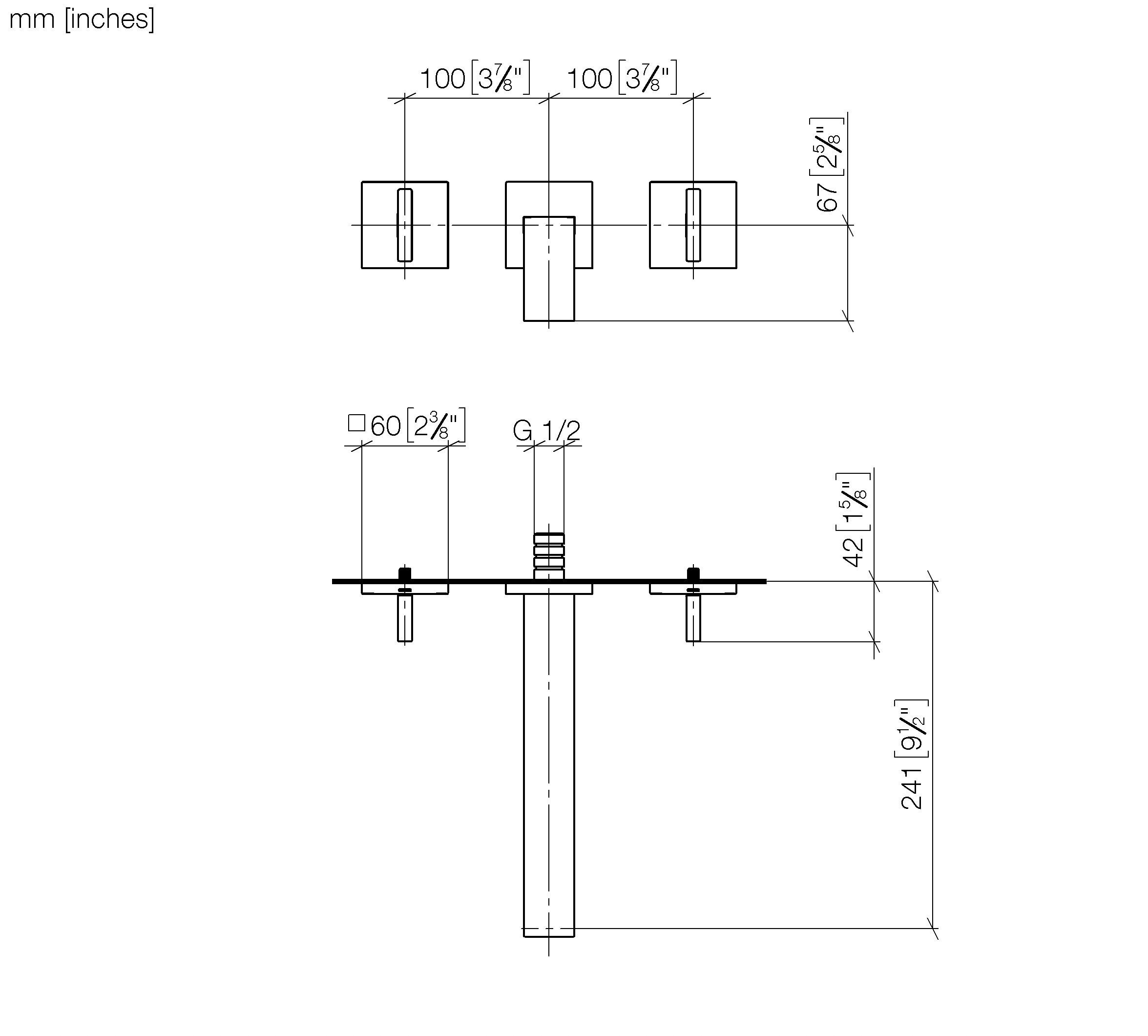 MEM chrom Waschtischarmaturen: Waschtisch-Wandbatterie ohne Ablaufgarnitur